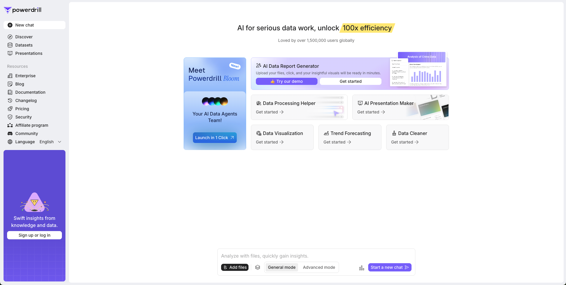 powerdrill ai home page screenshot
