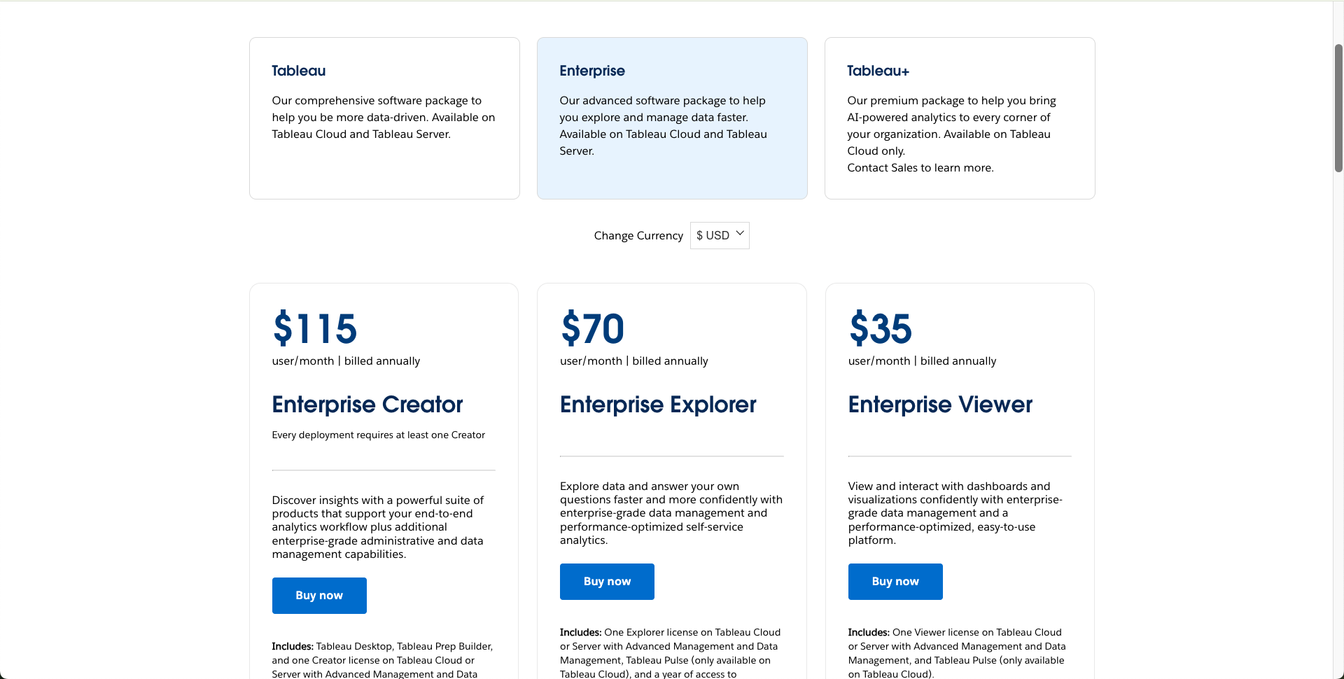 tableau ai pricing page screenshot