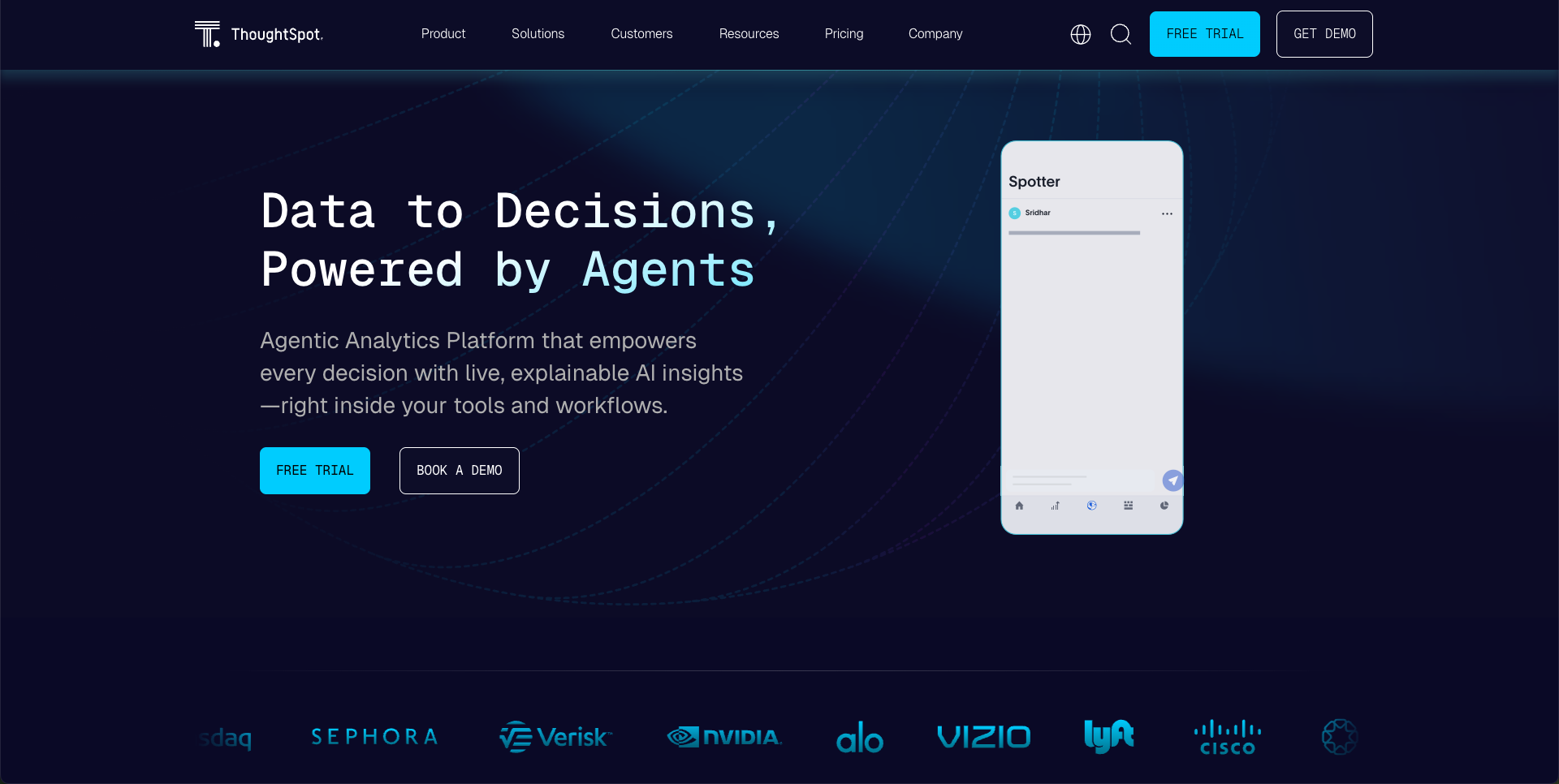 thoughtspot ai home page screenshot