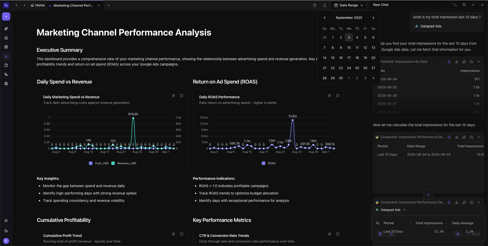 dashboard date range picker