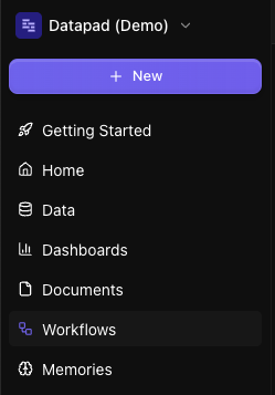 workflow sidebar