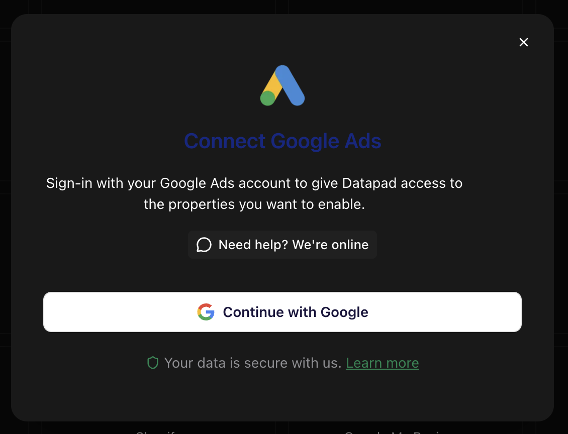 Google Ads OAuth authentication