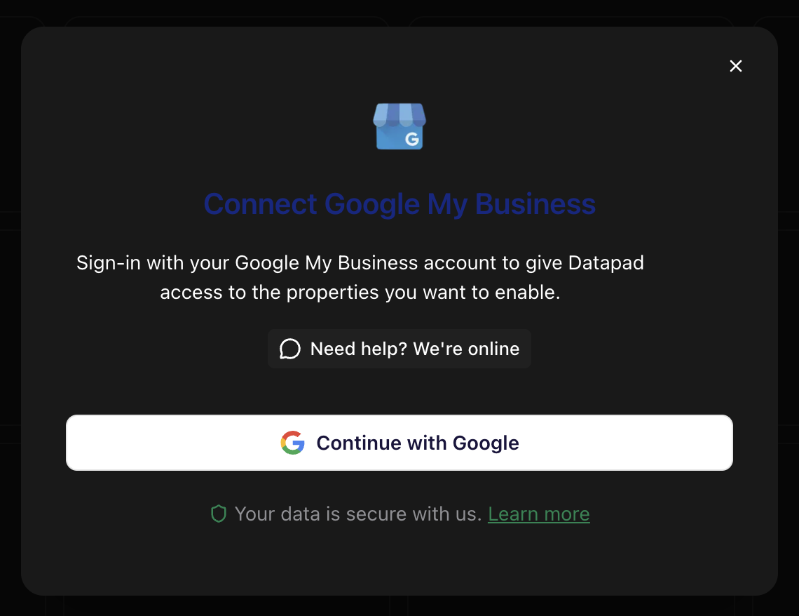 Google My Business OAuth authentication