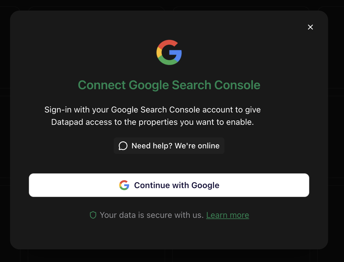Google Search Console OAuth authentication