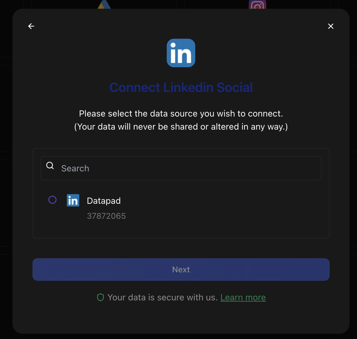 LinkedIn account type selection
