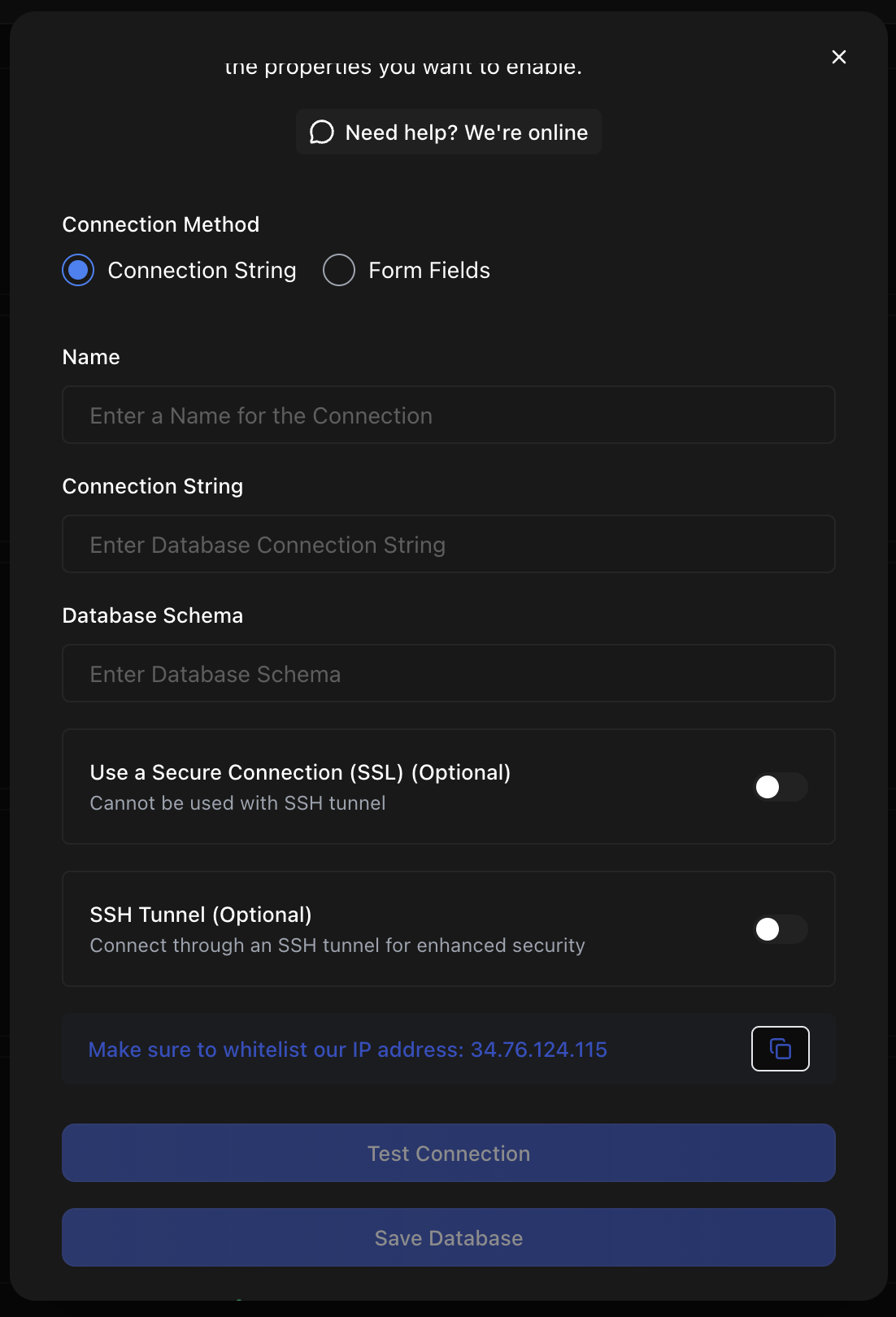 PostgreSQL connection string form in Datapad